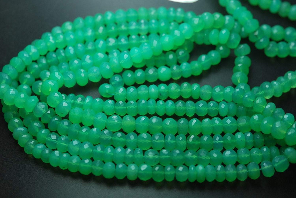 15 Inch Strands,Chrysoprase Chalcedony Faceted Rondelles Shape Beads, 7-7.5mm Size, - Jalvi & Co.