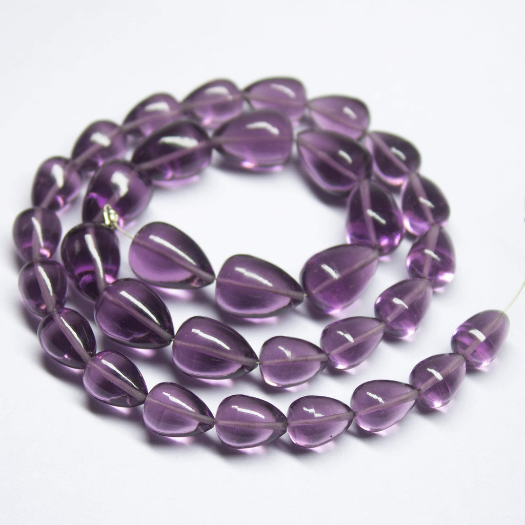 15 inches, 10-14mm, Natural Purple Amethyst Quartz Smooth Teardrop Briolette Beads - Jalvi & Co.