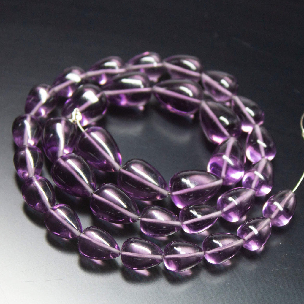 15 inches, 10-14mm, Natural Purple Amethyst Quartz Smooth Teardrop Briolette Beads - Jalvi & Co.