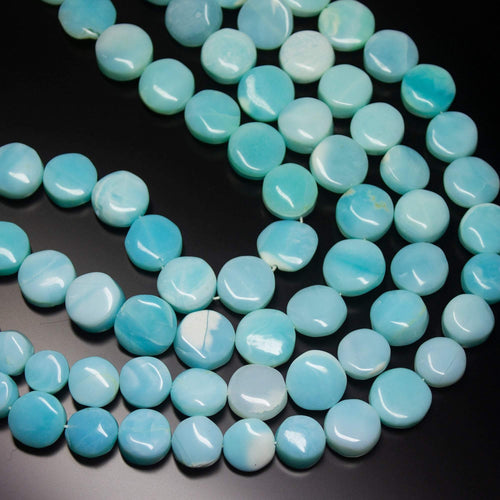 15 inches, 10-18mm, Peruvian Opal Smooth Round Coin Loose Gemstone Beads, Opal Beads - Jalvi & Co.
