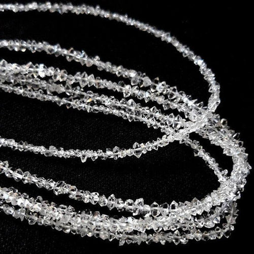 15 inches, 3-4mm, Clear White Herkimer Diamond Quartz Nuggets Beads Strand, Center Drilled - Jalvi & Co.