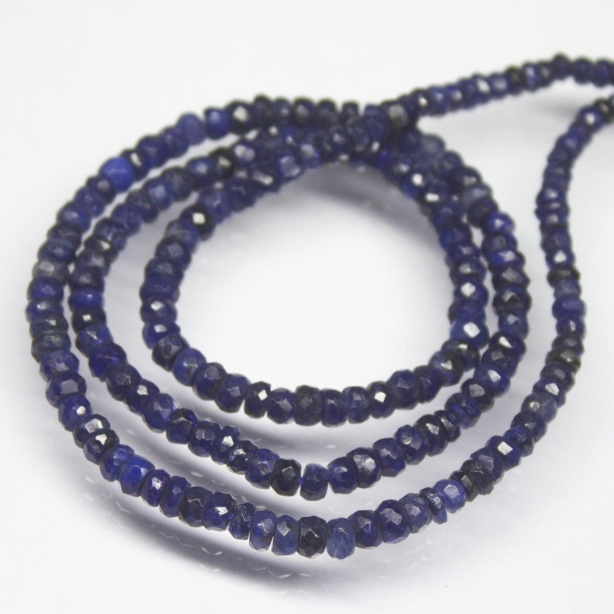 15 inch, 2mm, Natural Blue Sapphire Smooth Rondelle Shape Tiny