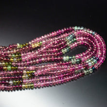 Load image into Gallery viewer, 15 Inches, 4mm, Natural AAA Multi Tourmaline Smooth Rondelle Loose Gemstone Beads - Jalvi &amp; Co.