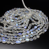 15 inches, 5mm 8mm, Natural Rainbow Moonstone Smooth Oval Shape Beads, Moonstone Beads