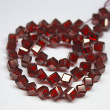 Load image into Gallery viewer, 15 inches, 6mm, Dark Red Zircon Faceted 3D Cube Box Square Beads Strand, Zircon Beads - Jalvi &amp; Co.