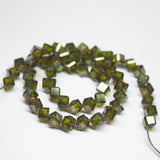 15 inches, 6mm, Green Zircon Faceted 3D Cube Box Square Beads Strand, Zircon Beads