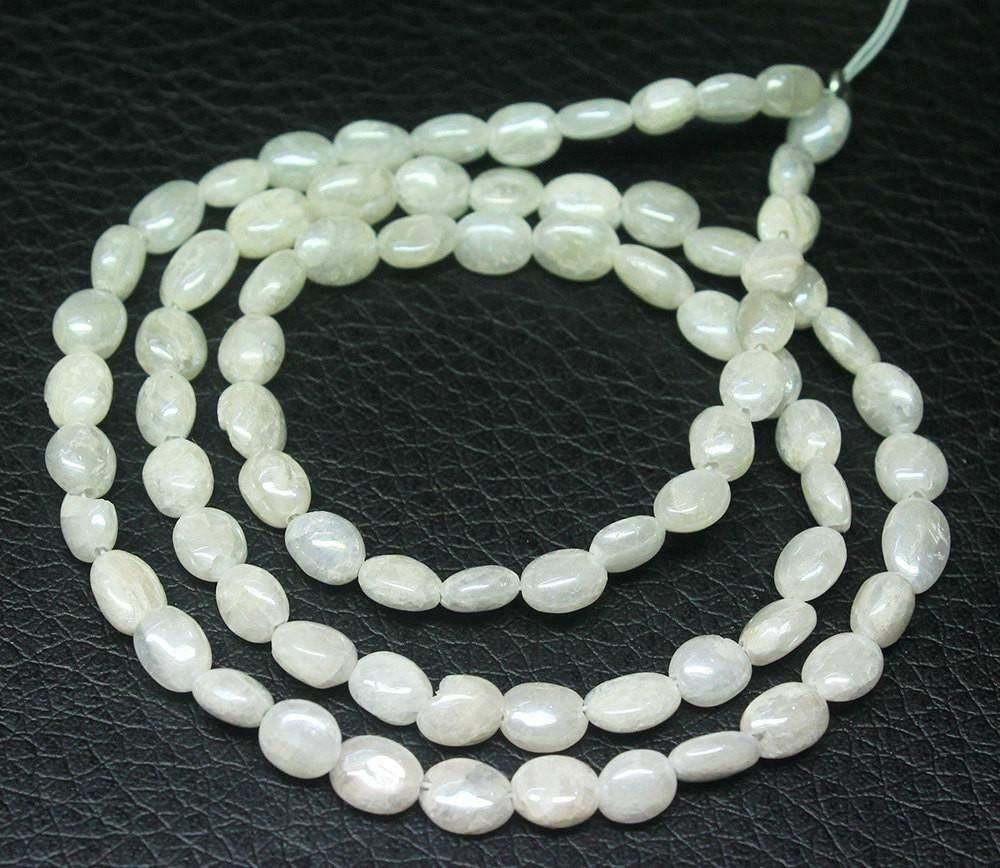 15 inches, 6mm, Natural Silverite Smooth Polished Oval Loose Gemstone Beads Strand - Jalvi & Co.