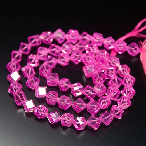 15 inches, 6mm, Pink Zircon Faceted 3D Cube Box Square Beads Strand, Zircon Beads - Jalvi & Co.