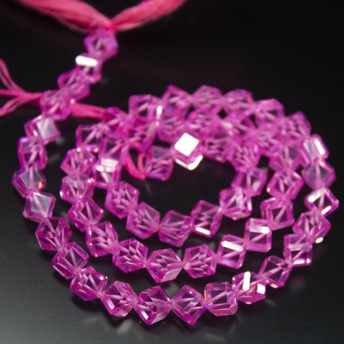15 inches, 6mm, Pink Zircon Faceted 3D Cube Box Square Beads Strand, Zircon Beads - Jalvi & Co.