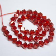 Load image into Gallery viewer, 15 inches, 6mm, Red Zircon Faceted 3D Cube Box Square Beads Strand, Zircon Beads - Jalvi &amp; Co.