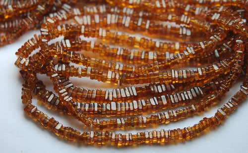 15 Inches Strand, Natural Hessonite Garnet Smooth Square Heishi Cut Beads,Size 4-4.5mm - Jalvi & Co.