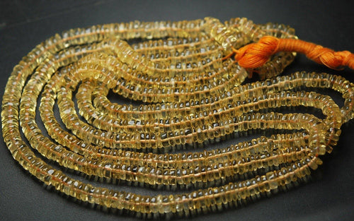 15 Inches Strands, Super Finest, Natural Citrine Smooth Polished Button, 5-6mm Large - Jalvi & Co.