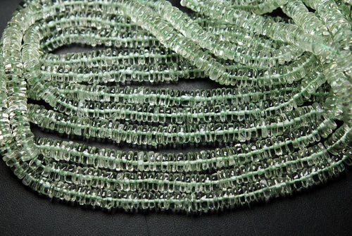 15 Inches Strands, Super Finest, Natural Green Amethyst Smooth Polished Button, 4-4.5mm Large - Jalvi & Co.