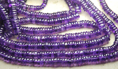 15 Inches Super Finest Natural Purple Amethyst Smooth Polished Button Rondelle 6mm Large - Jalvi & Co.