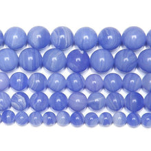 Load image into Gallery viewer, 15&quot; Lab Blue Lace Agate Chalcedony Smooth Round Gemstone Loose Beads 12mm IF_DB700E9B-1 - Jalvi &amp; Co.