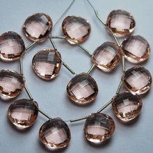 Load image into Gallery viewer, 15 Match Pair,Faceted Heart Shape Briolettes Calibrated Size 10mm Rose Pink Quartz - Jalvi &amp; Co.