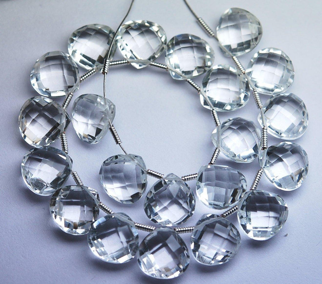 15 Matched Pair Of Finest Quality, 10mm Size, Rock Crystal Quartz Faceted Heart Shaped Briolette's - Jalvi & Co.