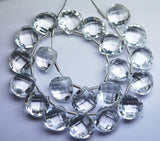 15 Matched Pair Of Finest Quality, 10mm Size, Rock Crystal Quartz Faceted Heart Shaped Briolette's