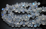 15 Pcs, Finest Quality,Blue Flashy Rainbow Moonstone Faceted Tear Drops Shape Briolettes, 10-11mm