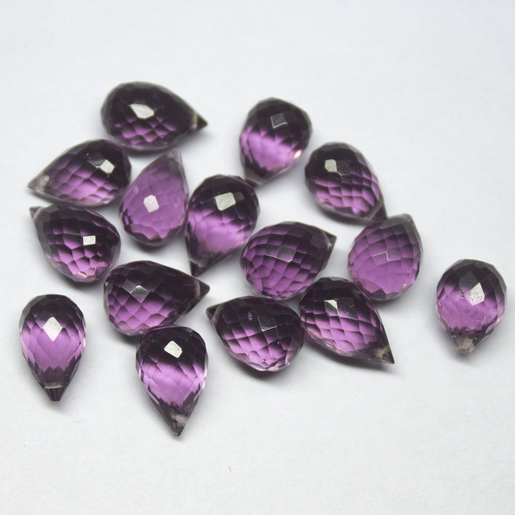 15 Pcs Of ,Super Finest,Kunzite Pink Quartz Micro Faceted Tear Drops Shape Briolettes, 11-10mm Aprx - Jalvi & Co.