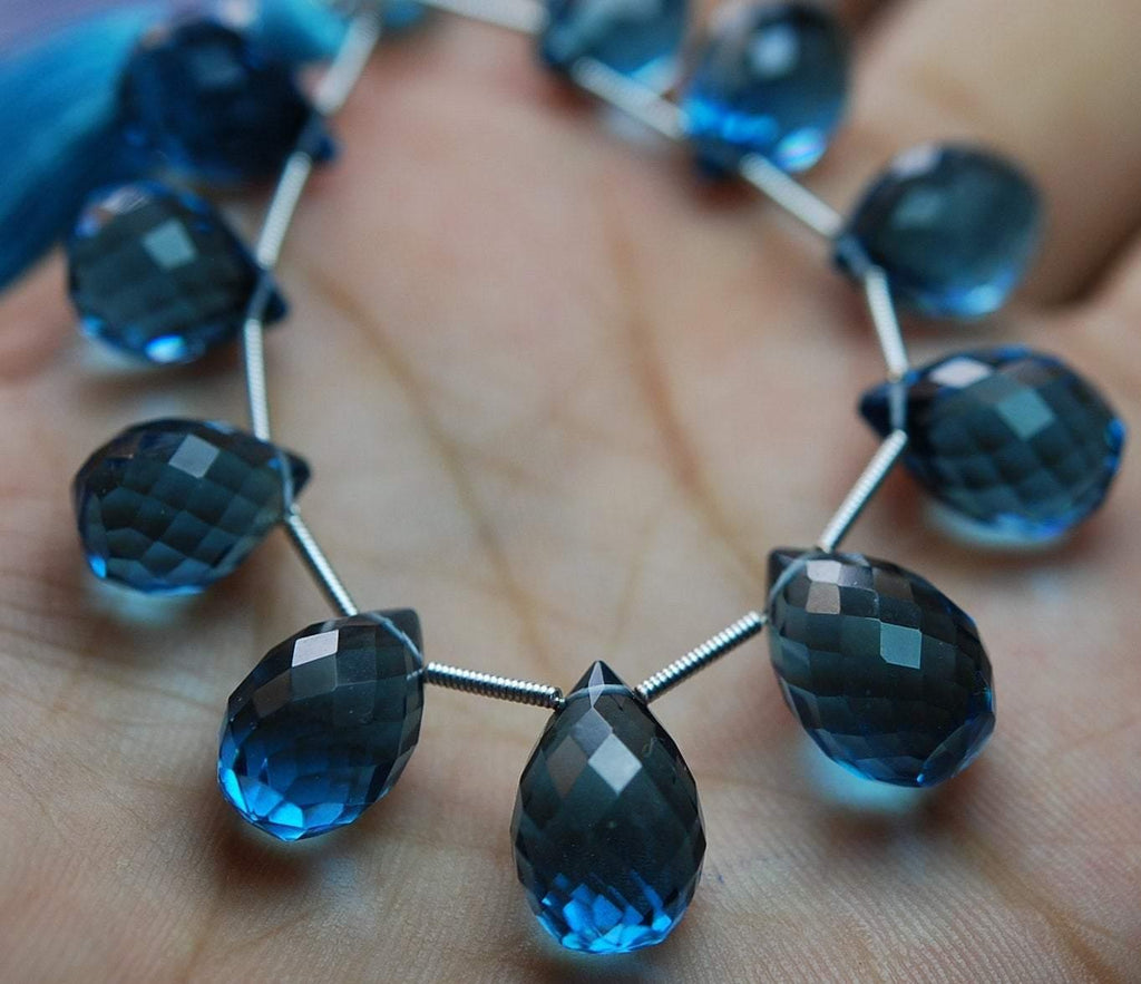 15 Pieces,London Blue Quartz Faceted Tear Drops Shape Briolettes, 11-12mm - Jalvi & Co.