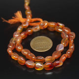 15 Strands Natural Orange Carnelian Smooth Oval Gemstone Beads Strand 13