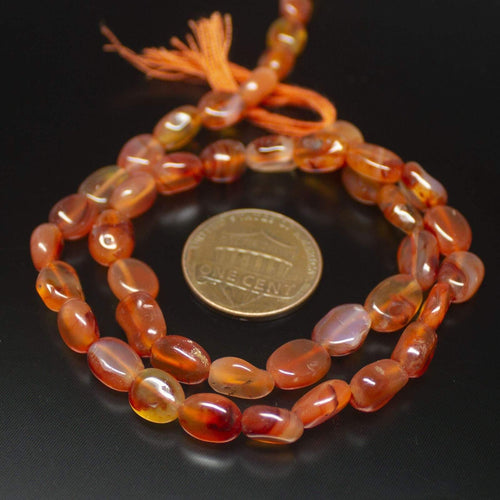 15 Strands Natural Orange Carnelian Smooth Oval Gemstone Beads Strand 13