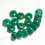 15mm, Natural Green Emerald Faceted Rondelle 5mm Large Hole Loose Gemstone Pandora Beads