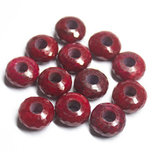 Load image into Gallery viewer, 15mm, Natural Ruby Faceted Rondelle 5mm Large Hole Loose Gemstone Pandora Beads - Jalvi &amp; Co.