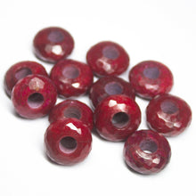 Load image into Gallery viewer, 15mm, Natural Ruby Faceted Rondelle 5mm Large Hole Loose Gemstone Pandora Beads - Jalvi &amp; Co.