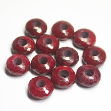 Load image into Gallery viewer, 15mm, Natural Ruby Faceted Rondelle 5mm Large Hole Loose Gemstone Pandora Beads - Jalvi &amp; Co.