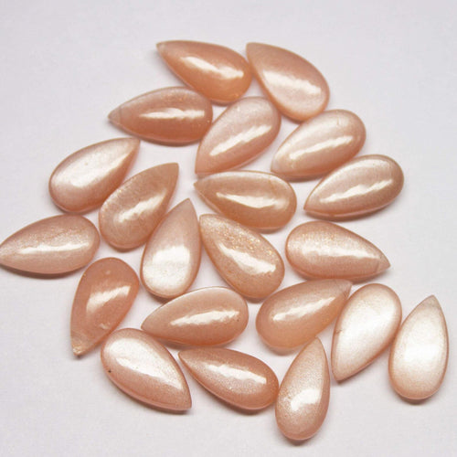 15x8mm Natural Peach Moonstone Smooth Pear Drops Briolette Beads Jewelry Making 6 Pairs - Jalvi & Co.