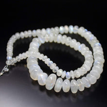 Load image into Gallery viewer, 16.5 inch, 5-14mm, Blue Rainbow Moonstone Smooth Rondelle Beads Necklace, Rainbow Moonstone Beads - Jalvi &amp; Co.