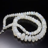 16.5 inch, 5-14mm, Blue Rainbow Moonstone Smooth Rondelle Beads Necklace, Rainbow Moonstone Beads