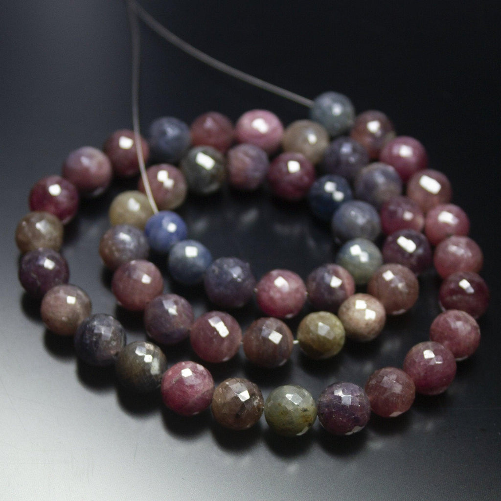 16.5 inch, 7-8mm, Multi Sapphire Faceted Round Shape Beads, Sapphire Beads - Jalvi & Co.