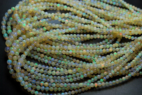 16.5 Inches,Super Finest,Ethiopian Opal Faceted Round Rondelles Super Flashy Strand, Size 4-6mm - Jalvi & Co.