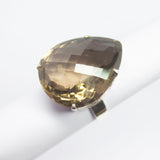 16.60g, Handmade Natural Smoky Quartz Pear 925 Sterling Silver Ring