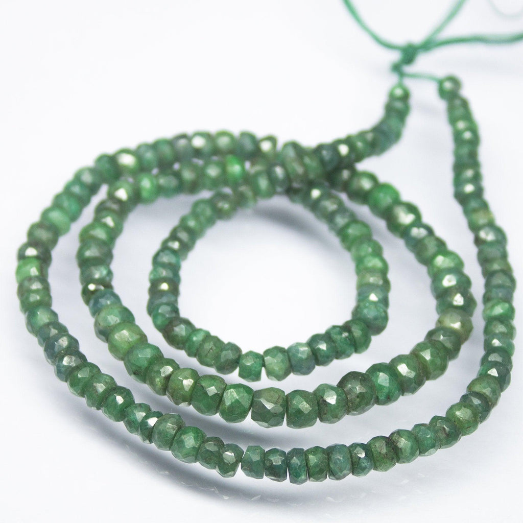 16 inch, 4mm 5mm, Natural Green Emerald Faceted Rondelle Shape Beads, Emerald Bead - Jalvi & Co.