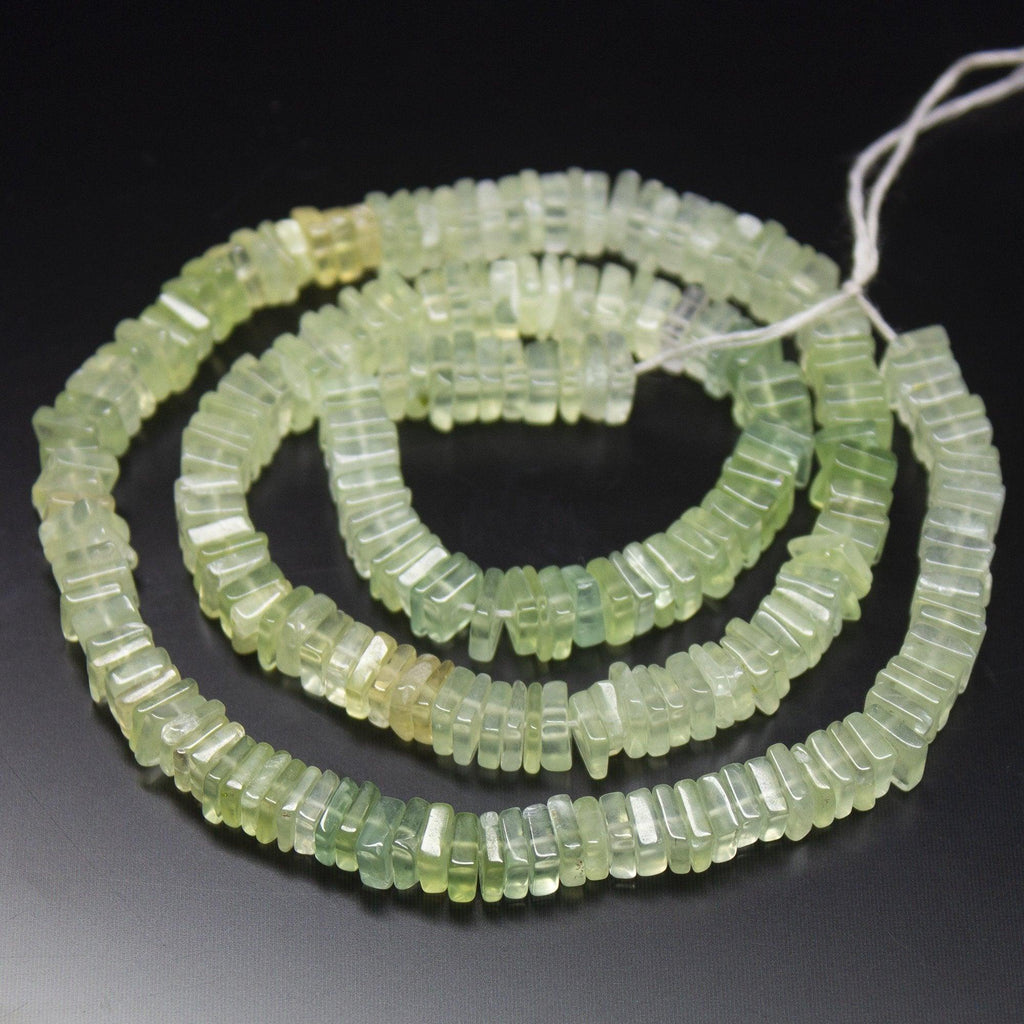 16 inch, 5mm 5.5mm, Natural Prehnite Smooth Heishi Square Shape Beads, Prehnite Bead - Jalvi & Co.