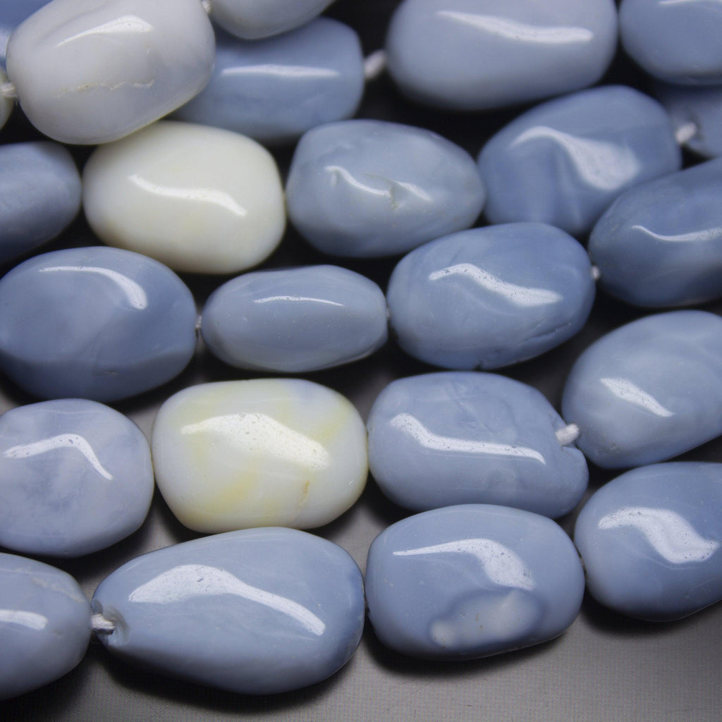 16 inch, Blue Opal Shaded Smooth Potatao Tumble Shape Gemstone Beads Strand, Opal Beads - Jalvi & Co.