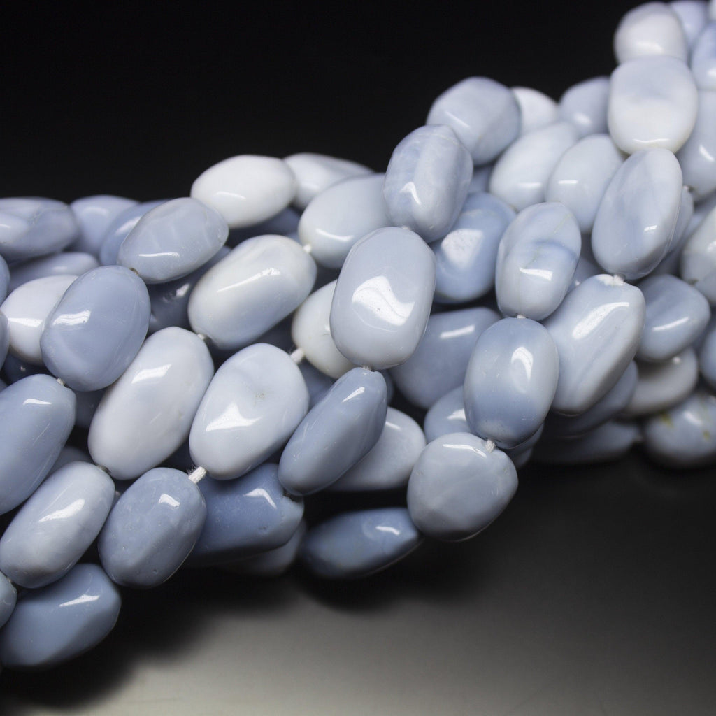 16 inch, Blue Opal Shaded Smooth Potatao Tumble Shape Gemstone Beads Strand, Opal Beads - Jalvi & Co.