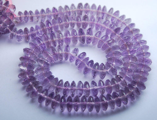 16 Inch Strand, 171 Carats, Super Finest Natural Pink Amethyst Faceted German Cutting Rondelles 6.5-8.5mm - Jalvi & Co.
