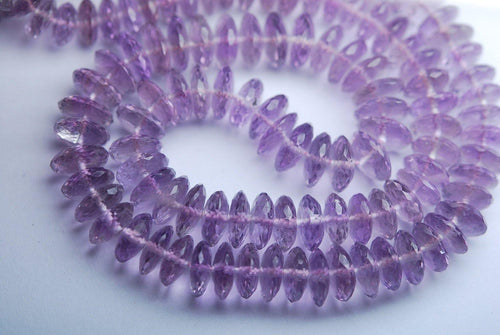 16 Inch Strand, 171 Carats, Super Finest Natural Pink Amethyst Faceted German Cutting Rondelles 6.5-8.5mm - Jalvi & Co.