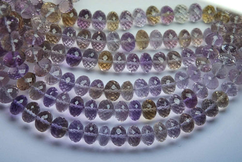 16 Inch Strand, 368 Carats,Very Rare, Natural Ametrine Micro Faceted Rondelles, 9.5-14mm - Jalvi & Co.