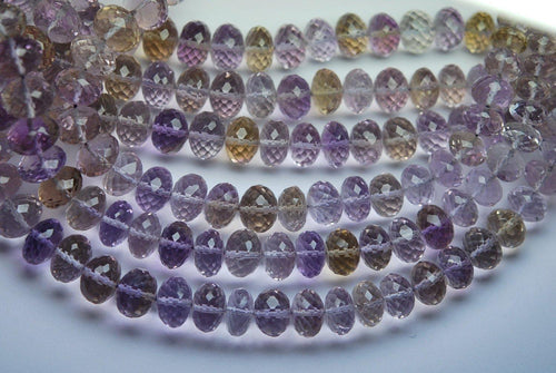 16 Inch Strand, Natural Ametrine Micro Faceted Rondelles, 9.5 - 16mm - Jalvi & Co.
