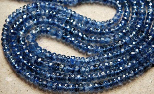 16 Inch Strand Natural Blue Kyanite Faceted Rondelles, 3-4.5mm Size - Jalvi & Co.