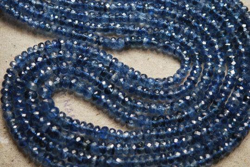16 Inch Strand Natural Blue Kyanite Faceted Rondelles, 3-4.5mm Size - Jalvi & Co.
