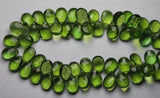 16 Inch Strand Parrot Green Quartz Pear Shape Briolette, Size 7X10 mm