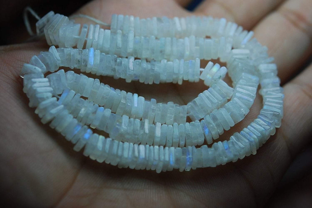16 Inch Strand, Super Finest-Quality-Aaa Blue Fire Moonstone Heishi Cut Square Beads, 4-5mm Size - Jalvi & Co.