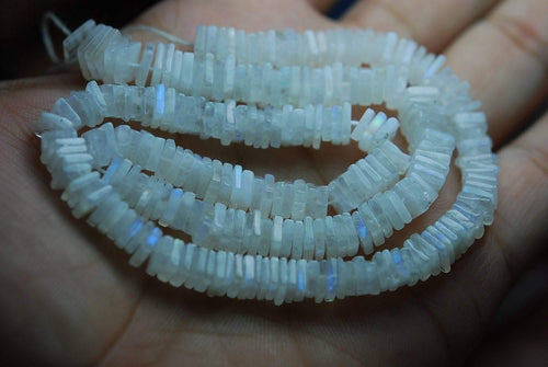 16 Inch Strand, Super Finest-Quality-Aaa Blue Fire Moonstone Heishi Cut Square Beads, 4-5mm Size - Jalvi & Co.